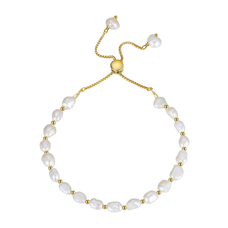 Bratara argint 925 placata cu aur 14K cu perle naturale