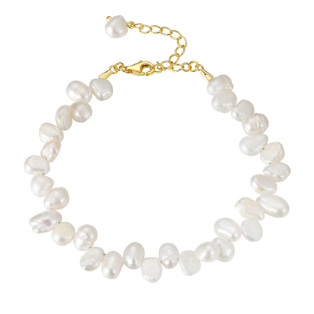 Bratara argint 925 placata cu aur 14K cu perle naturale