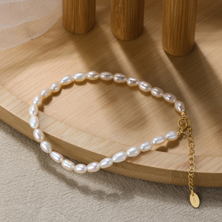 Bratara argint 925 placata cu aur 14K cu perle naturale [3]
