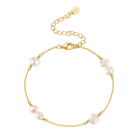 Bratara argint 925 placata cu aur 14K cu perle naturale