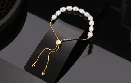 Bratara argint 925 placata cu aur 14K cu perle naturale [5]