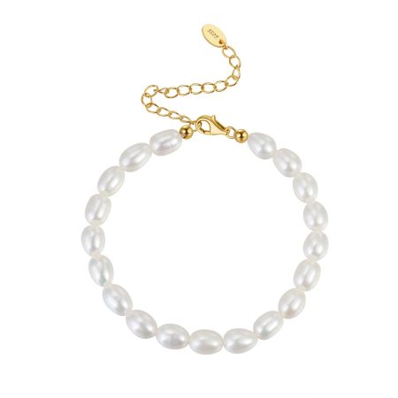Bratara argint 925 placata cu aur 14K cu perle naturale