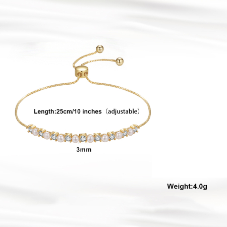 Bratara argint 925 placata cu aur 14K cu perle naturale si zirconiu [4]