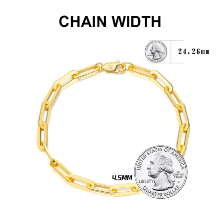 Bratara argint 925 placata cu aur 14K, 20 cm, 4,5 mm, tip agrafa, UNISEX [3]