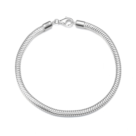 Bratara sarpe argint 925 placata cu rodiu, 20 cm, 3 mm, UNISEX