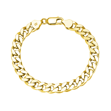 Bratara cubaneza argint 925 placata cu aur 18K, 21 cm, 3,6 mm, UNISEX