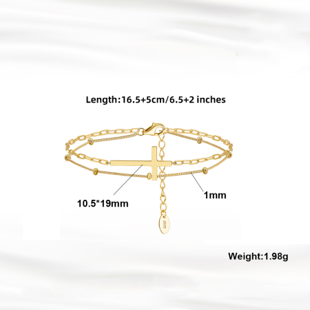 Bratara argint 925 cu cruce placata cu aur 14K [3]