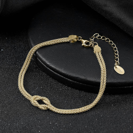 Bratara dubla argint 925 cu nod placata cu aur 14K [1]