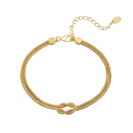 Bratara dubla argint 925 cu nod placata cu aur 14K