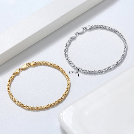 Bratara Bali din argint 925 placata cu aur 18K, 21,5 cm, 2,5 mm, UNISEX [2]