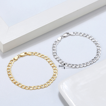 Bratara argint 925 placata cu aur 18K, 21, 5 cm, 5 mm [1]