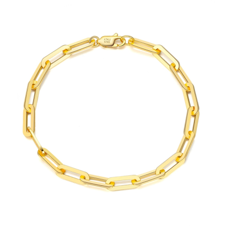Bratara argint 925 placata cu aur 14K, 20 cm, 4,5 mm, tip agrafa, UNISEX