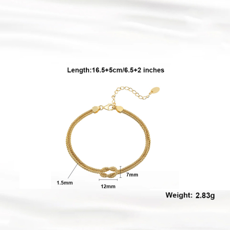 Bratara dubla argint 925 cu nod placata cu aur 14K [3]