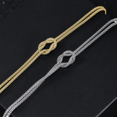 Bratara dubla argint 925 cu nod placata cu aur 14K [4]