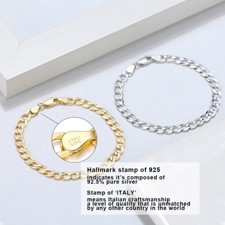 Bratara argint 925 placata cu aur 18K, 21, 5 cm, 5 mm [3]