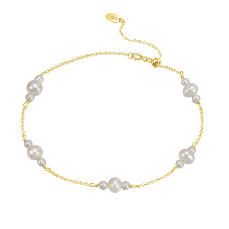Bratara argint 925 placata cu aur 14 k cu perle naturale