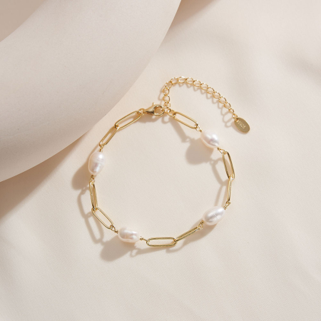 Bratara argint 925 placata cu aur 14K cu perle naturale [2]