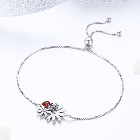 Bratara argint 925 reglabila cu gargarita, floricele si zirconii - Be Lucky BST0039 [1]