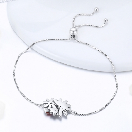 Bratara argint 925 reglabila cu gargarita, floricele si zirconii - Be Lucky BST0039 [2]