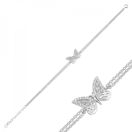 Bratara argint 925 rodiat cu fluturas si zirconii albe - Be Nature BTU0085 [1]