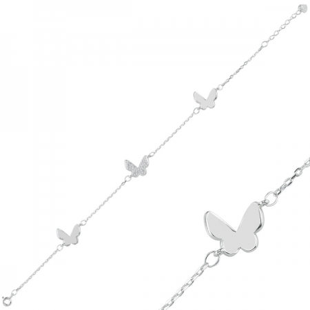 Bratara argint 925 rodiat cu fluturas si zirconii albe - Be Nature BTU0088 [0]