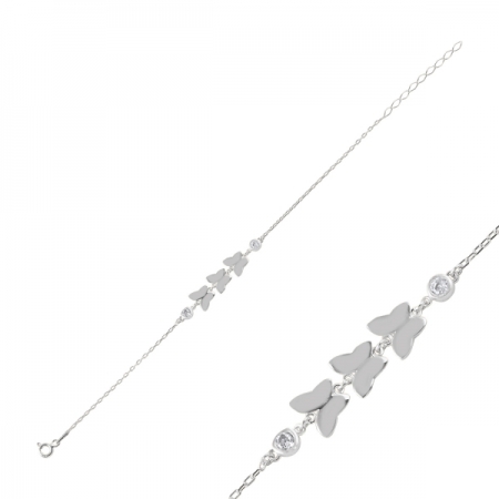 Bratara argint 925 rodiat cu fluturas si zirconii albe - Be Nature BTU0089 [1]