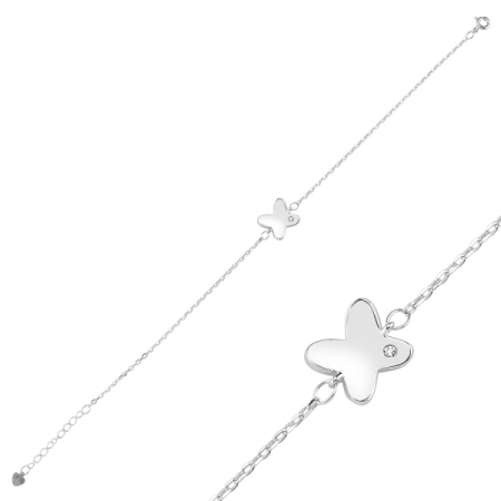 Bratara argint 925 rodiat cu fluturas si zirconii albe - Be Nature BTU0090 [1]