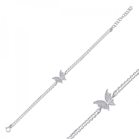 Bratara argint 925 rodiat cu fluturas si zirconii albe - Be Nature BTU0091 [1]