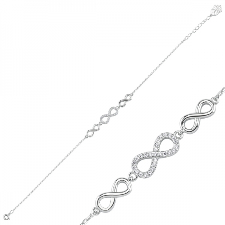 Bratara argint 925 rodiat cu simbolul infinit si zirconii - Infinite You BTU0100 [0]