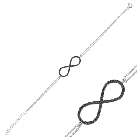 Bratara argint 925 rodiat cu simbolul infinit si zirconii negre - Infinite You BTU0094 [1]
