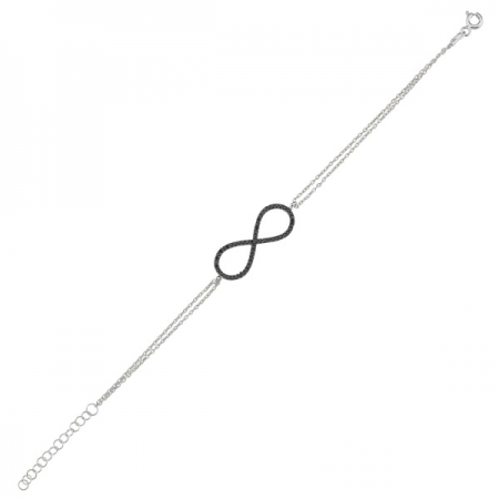 Bratara argint 925 rodiat cu simbolul infinit si zirconii negre - Infinite You BTU0094 [0]