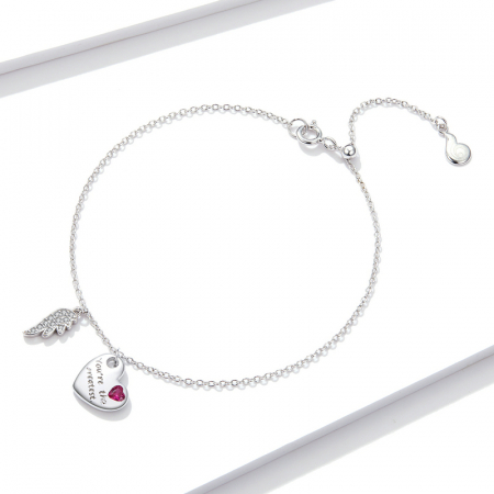 Bratara argint reglabila cu aripa de Inger Protector si inimioara [7]