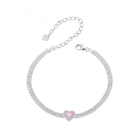 Bratara argint cu inimioara de zirconiu roz [8]