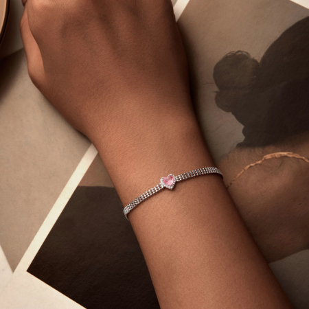 Bratara argint cu inimioara de zirconiu roz [5]