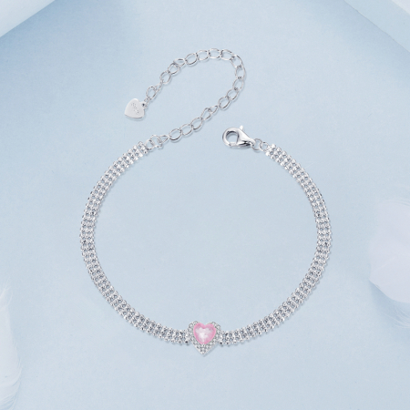 Bratara argint cu inimioara de zirconiu roz [4]