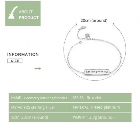 Bratara argint cu mesaj intelept Life well spent long [3]
