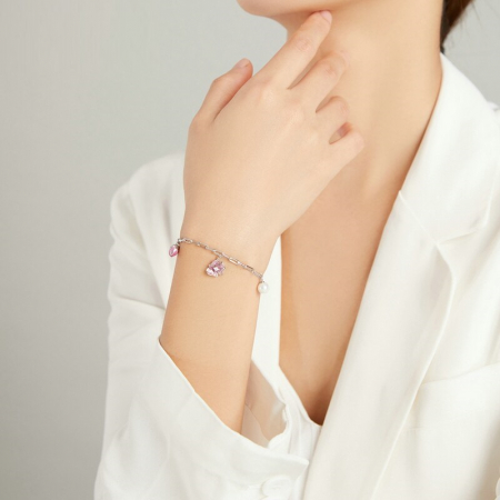 Bratara argint cu perla si flori [1]