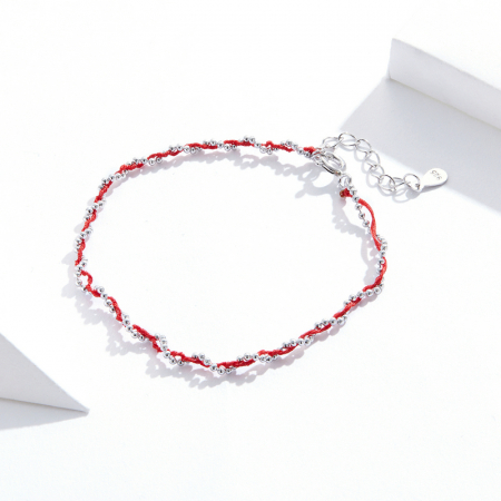 Bratara argint cu sfoara rosie placata cu rodiu [6]