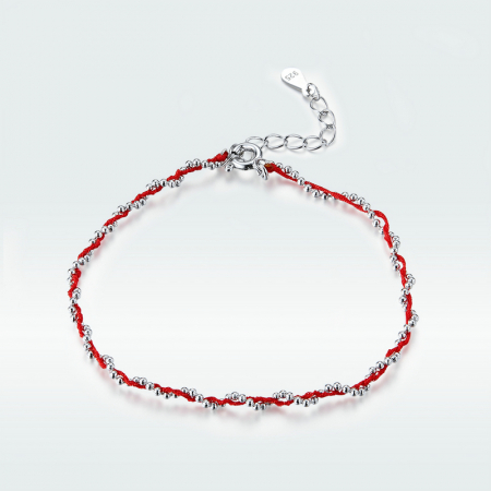 Bratara argint cu sfoara rosie placata cu rodiu [4]