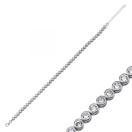 Bratara argint cu zirconii de 3 mm placat cu rodiu - BTU0127 [0]