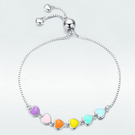 Bratara argint curcubeu de inimi [7]