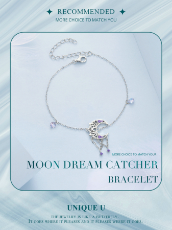 Bratara argint dreamcatcher cu semiluna si lotus [13]