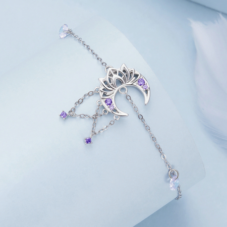 Bratara argint dreamcatcher cu semiluna si lotus [5]