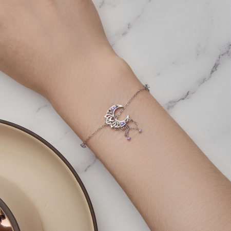 Bratara argint dreamcatcher cu semiluna si lotus [7]