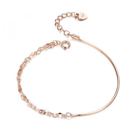 Bratara argint Dual Chain placata cu aur roz
