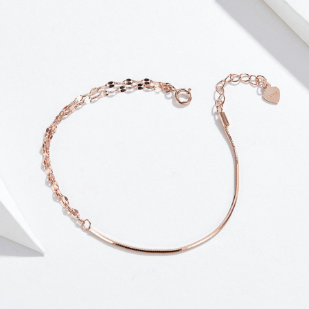 Bratara argint Dual Chain placata cu aur roz [2]