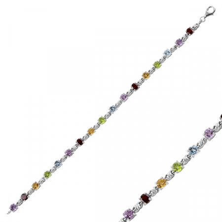 Bratara argint multicolora cu pietre semipretioase placat cu rodiu - BTU0128 [0]