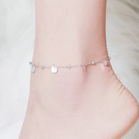 Bratara argint pentru glezna cu banuti [1]