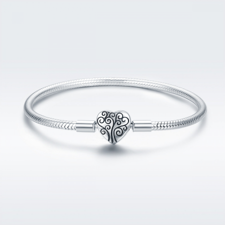 Bratara argint pentru talismane, cu inima [1]