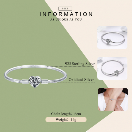 Bratara argint pentru talismane, cu inima [3]